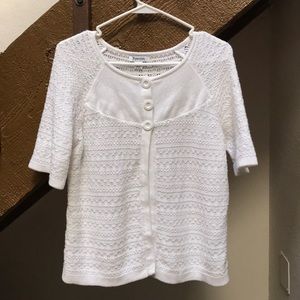 Hampshire White knit Cardigan W/3 Front Button S:M